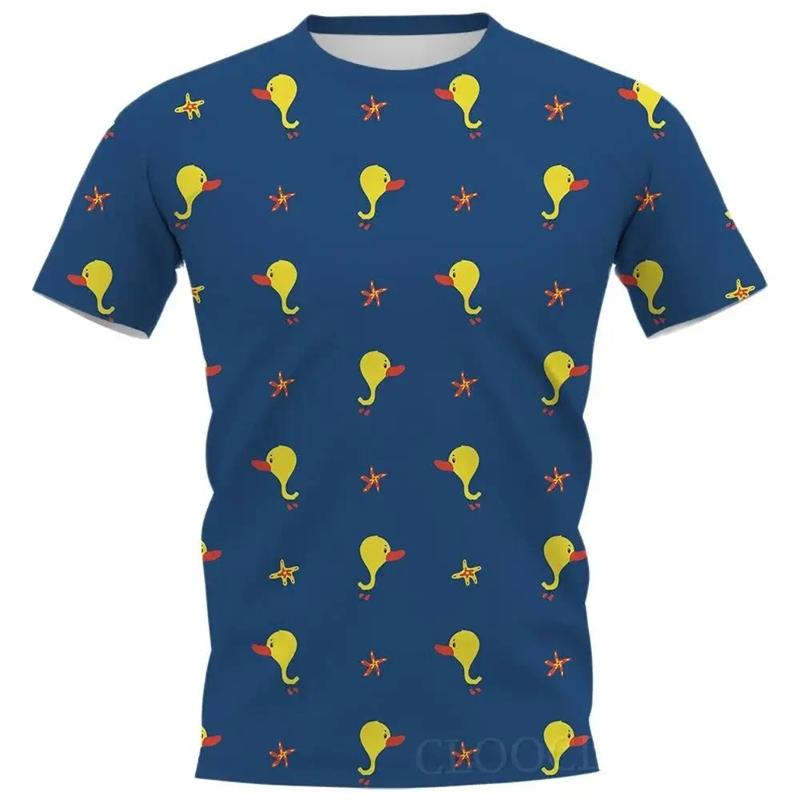 Cartoon Little Yellow Duck T-shirt 3D Print T-shirt Men Tshirt Short Sleeve Street Wear O-Neck Top Oversize Fun Tee Tops