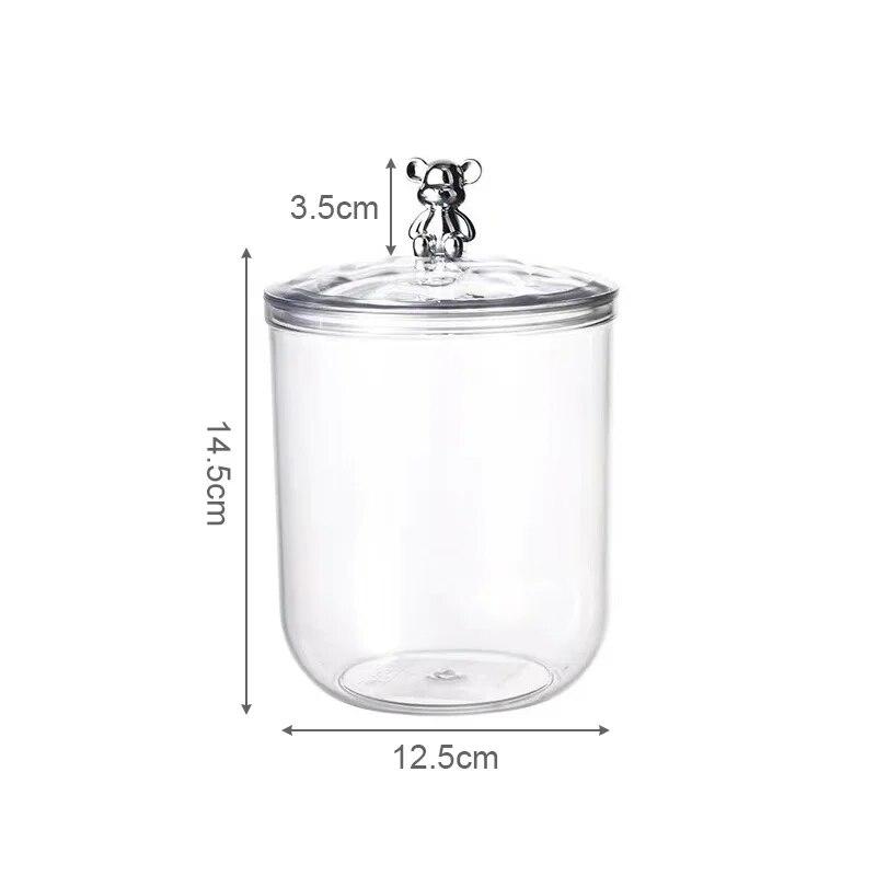 Cute Bear Food Container Kitchen Grains Storage Jar Tea Coffee Beans Airtight Jar Candy Nuts Storage Box Tea Spices Bottles