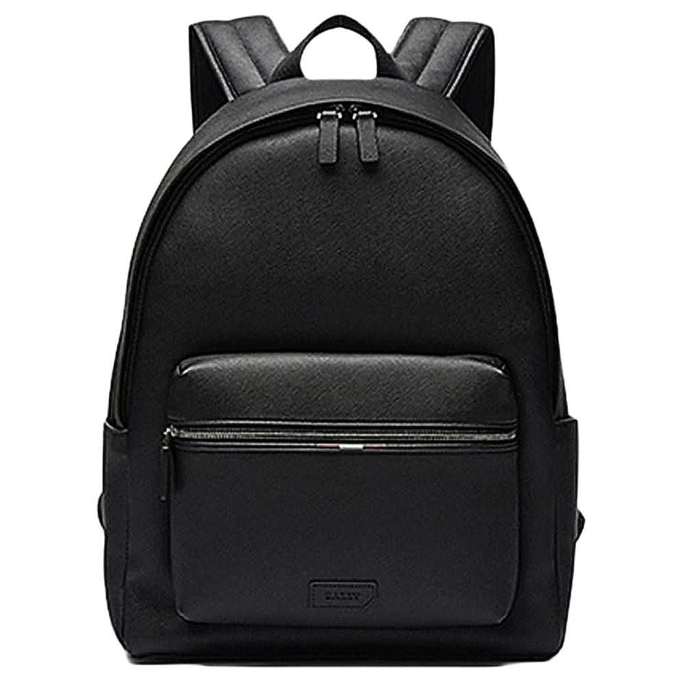 Bally Embossed Logo Leather Backpack Men Backpack Black 6238376
