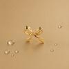 1 Pair Gold Plated Bow Earrings for Women Girls, Minimalist Cute Bow Stud Earrings, Jewelry Gifts for Wife, Girlfriend