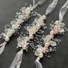 Bridal Wedding Girls Formal Dress Accessories Pearl Handmade Wrist Flower Bracelet Garland Set Headdress Hair