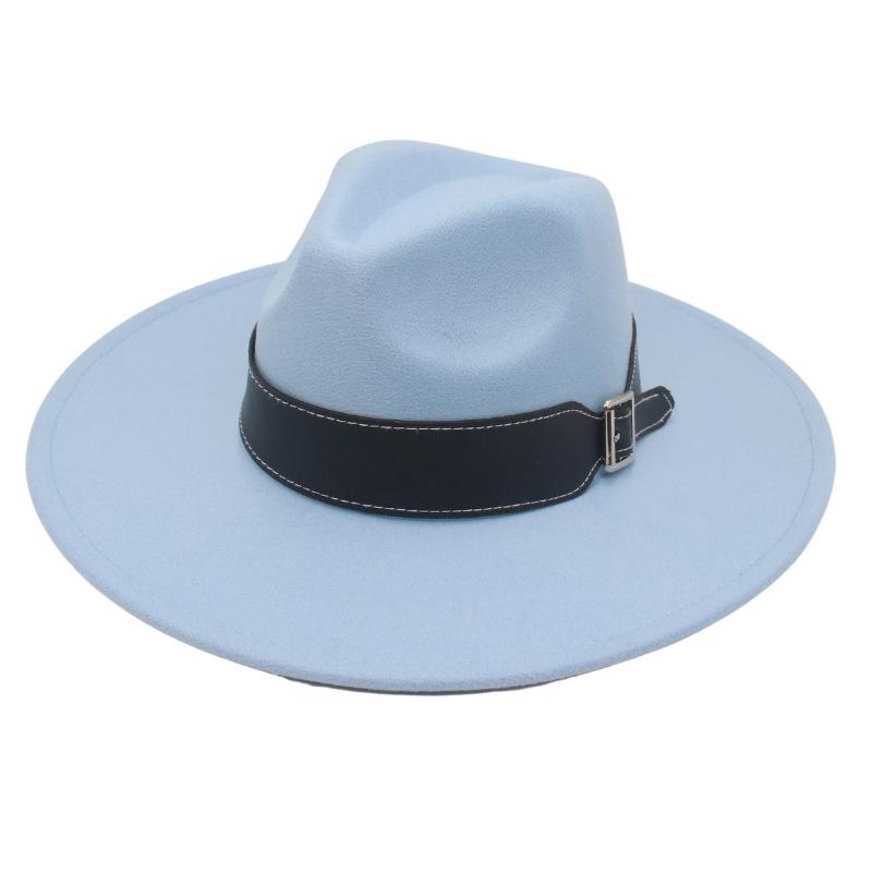 New Black Belt, Large Brim, High-End Clothing With Wholesale Men'S And Women'S Felt Woolen Top Hats