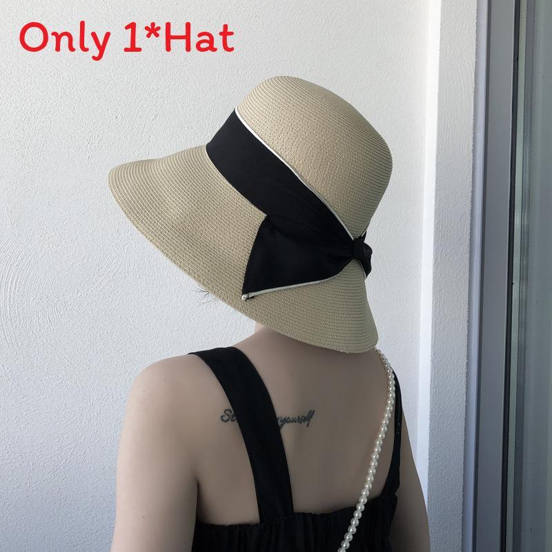 Straw Hat For Women Summer Foldable Sun Hat With Butterfly Bow For Beach And Outdoor Activities
