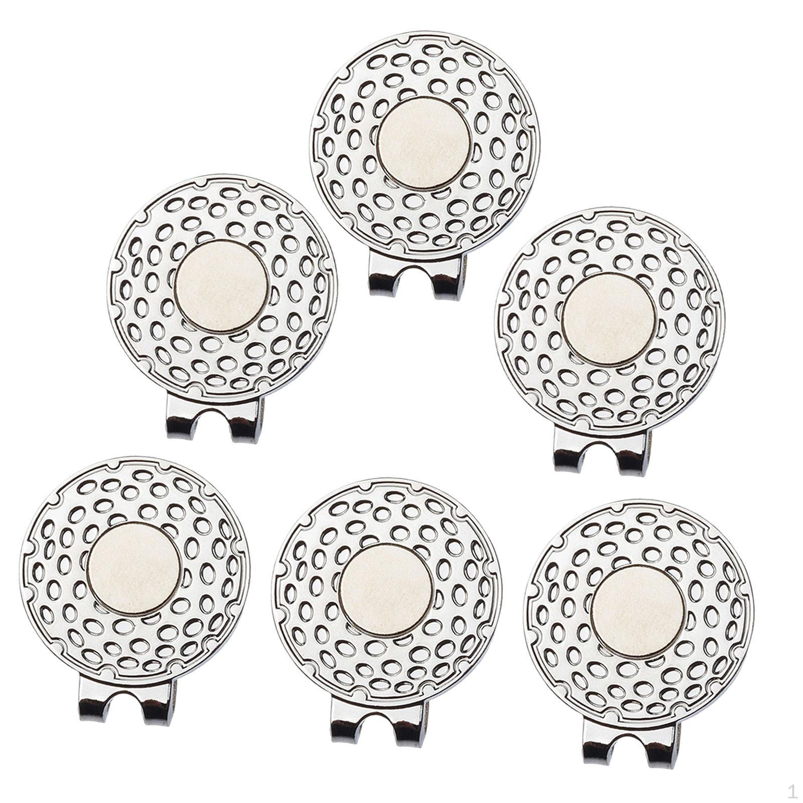 

6 шт. зажимы для шляпы для гольфа держатели для маркеров мячей тренировочные портативные для сумок серебряный