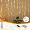 1/2/4PCS 3M 180LED Willow Leaf String Lights USB Holiday Garland Light Warm White Curtain Lamp for Garden Party Christmas Decor
