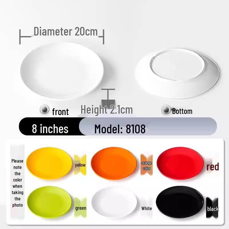 8-inch Melamine Flat Plate (10-pack)
