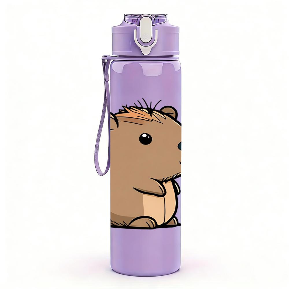 1pz Bustino Capibara Semplice in Piedi 750ml Bottiglia d'Acqua in Plastica Colorata Tappo Flip a Cannuccia Anti-perdita Per Sport Ufficio Uso Domestico