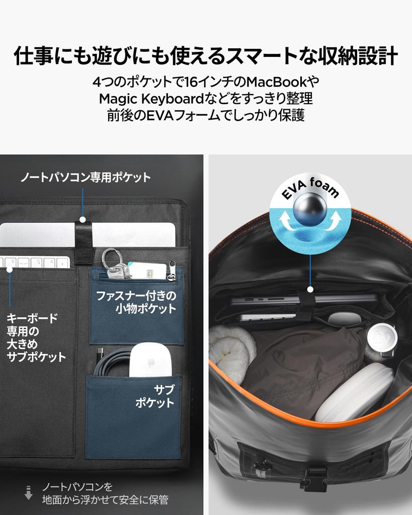Waterproof Large Size Dry 35L 4 Reflective IPX6 Waterproof Backpack A650 AMP07875 [Spigen] Backpack, Bag, Capacity, Pockets, Material, (Black)
