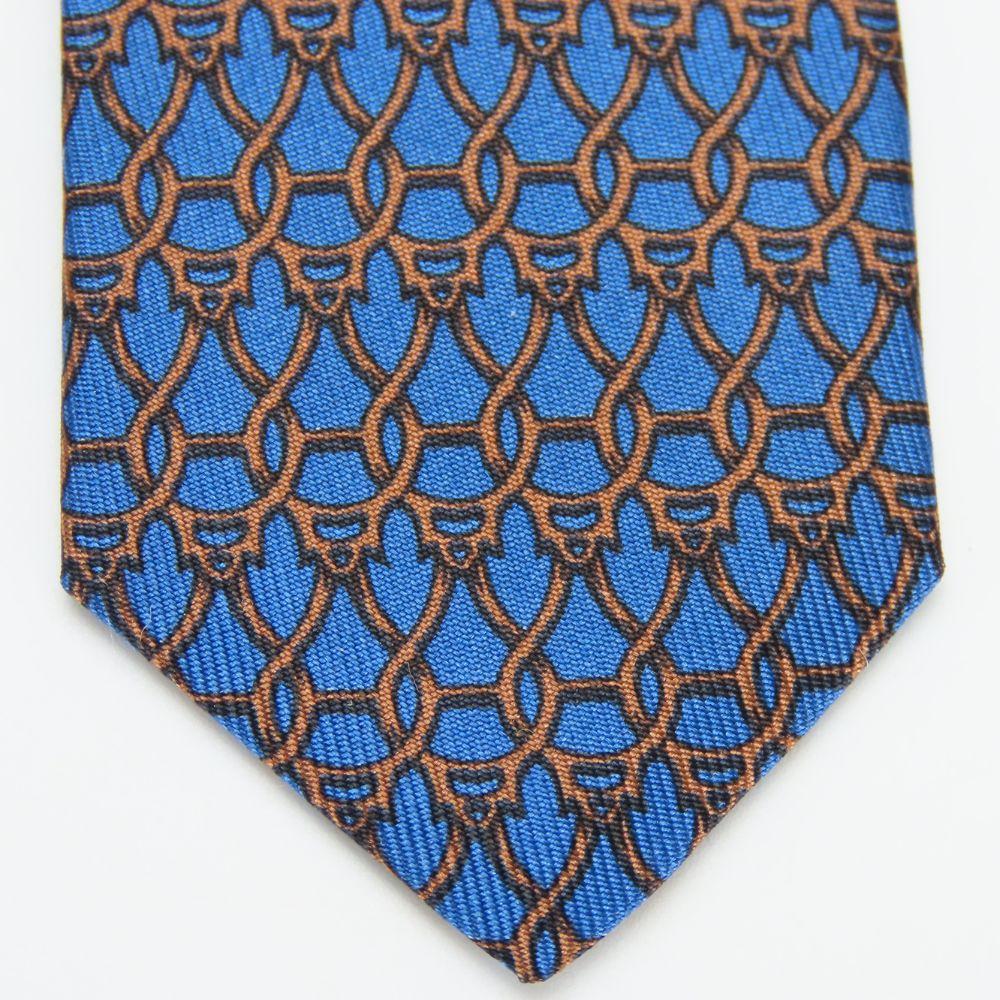 Used HERMES tie Toyota limited edition silk Blue Brown suit