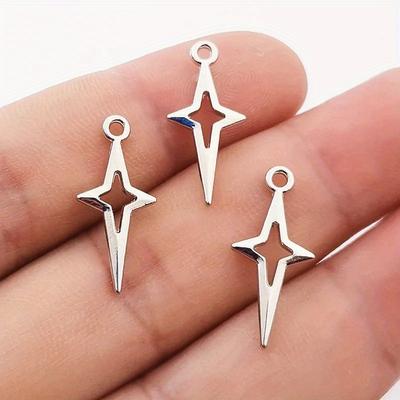30pcs 23x10mm Antique Silver Color Y2K Charms Shining Stars Charms Pendants for Jewelry Making DIY Jewelry Findings