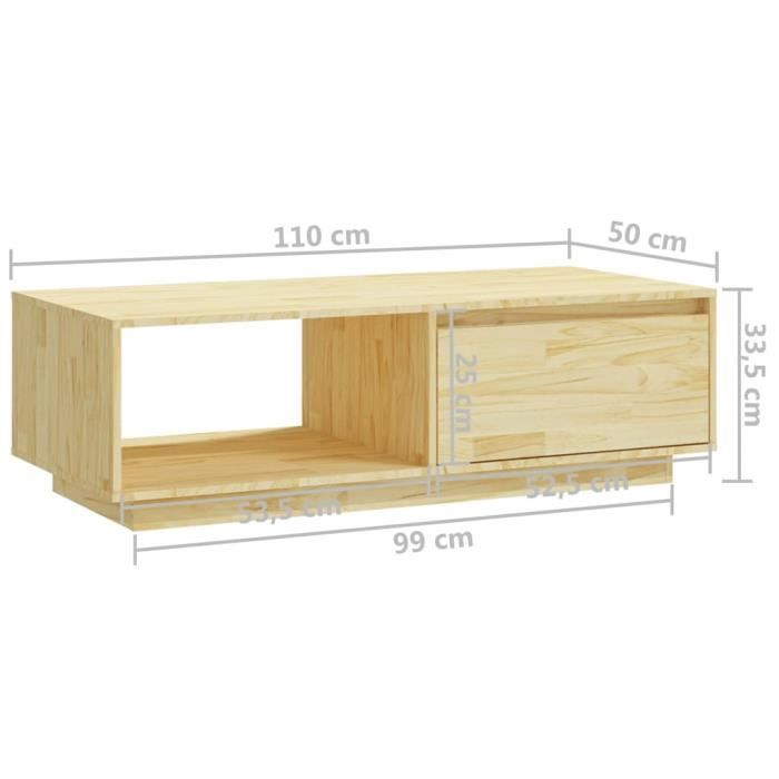 VidaXL Coffee Table 110x50x33.5 Cm Solid Pine Wood 809882