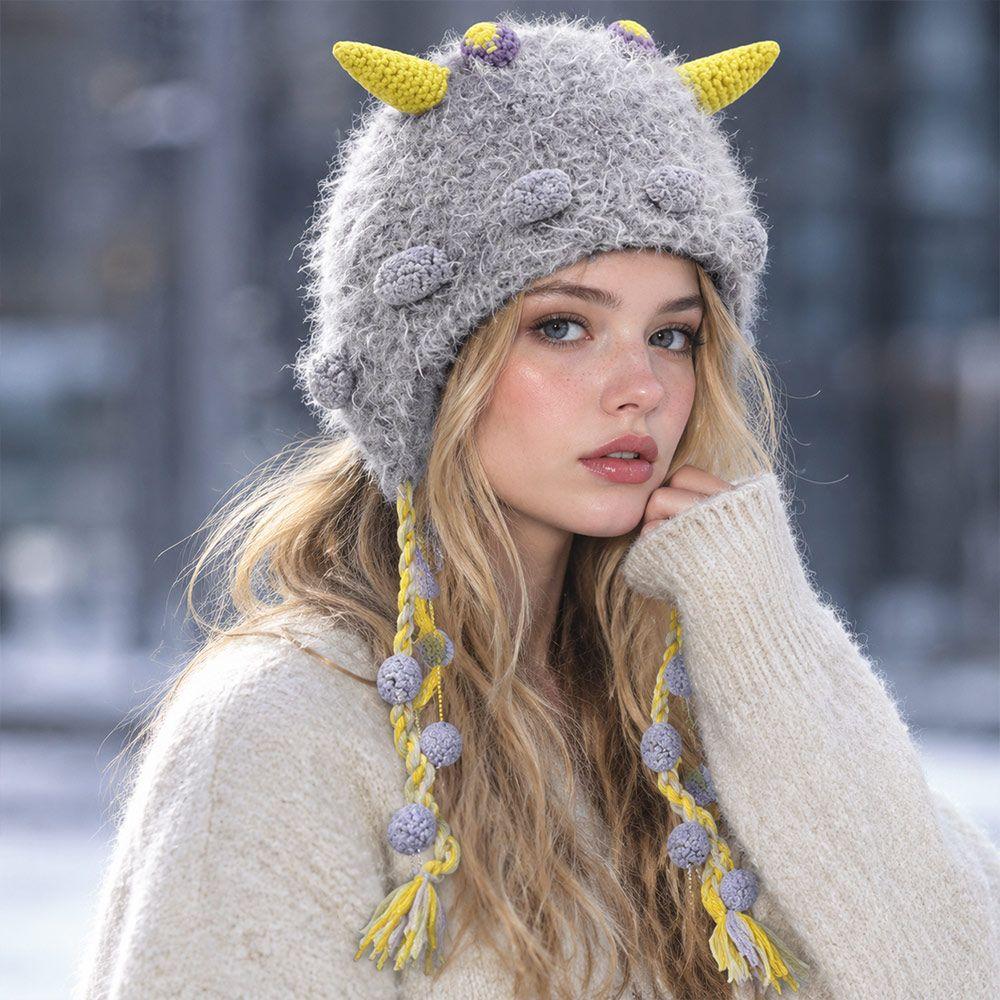 Ear Protection Plush Knitted Hat Windproof Beanies Hat Versatile Pullover Caps Autumn Winter
