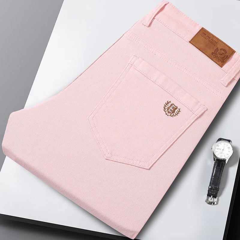 

Модные джинсовые брюки для мужчин Стильные эластичные облегающие джинсы прямого кроя Модные универсальные повседневные цветные брюки Новинки 38