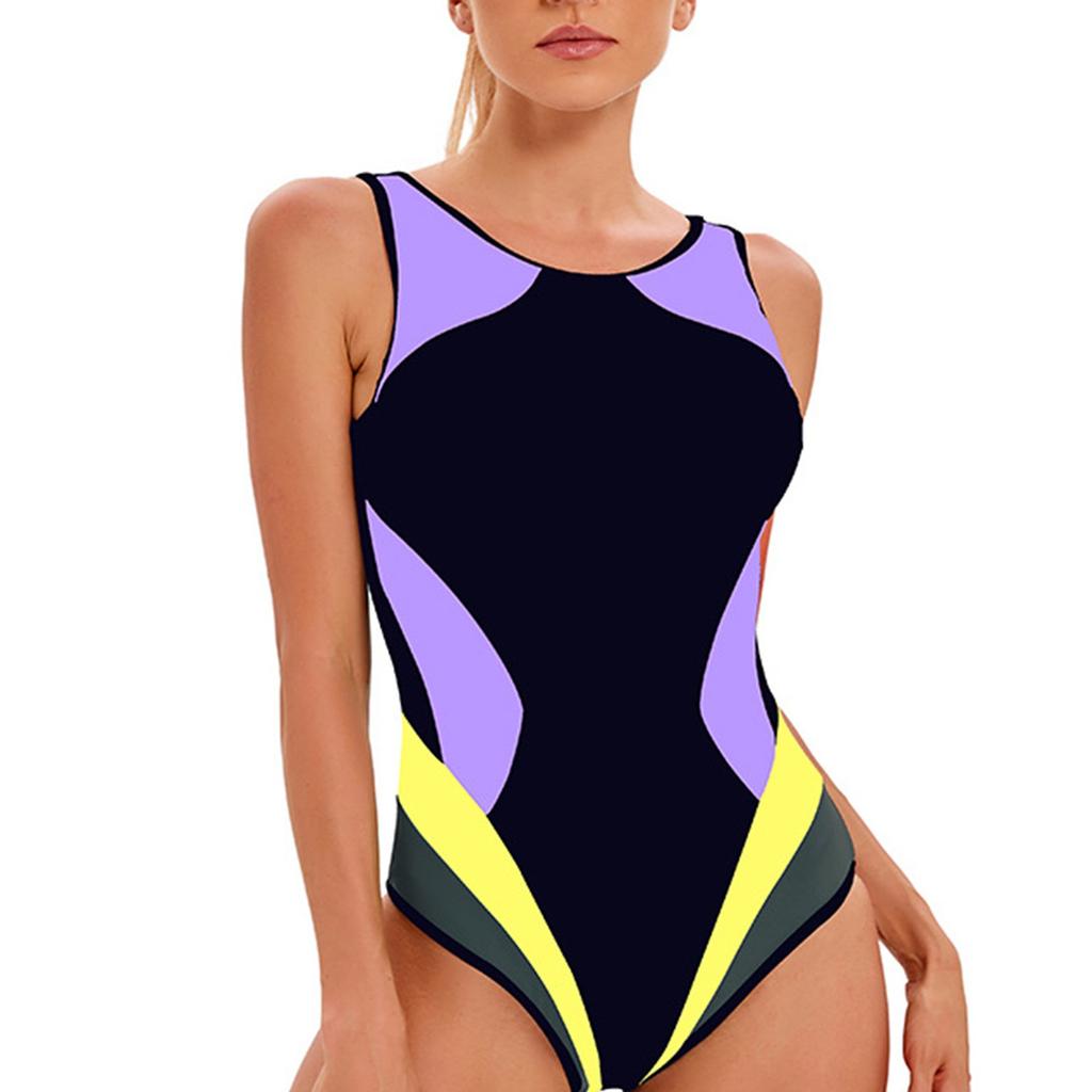 Ärmelloser, konservativer, einteiliger, sexy, rückenfreier, farblich passender Neoprenanzug mit Brustpolster-Badeanzug für Damen