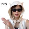 Sunshade Hat with Fixed Straps Adjustable Elasticity Breathable Quick-Drying Demon Hat Solid Color Design Lace-up Hat