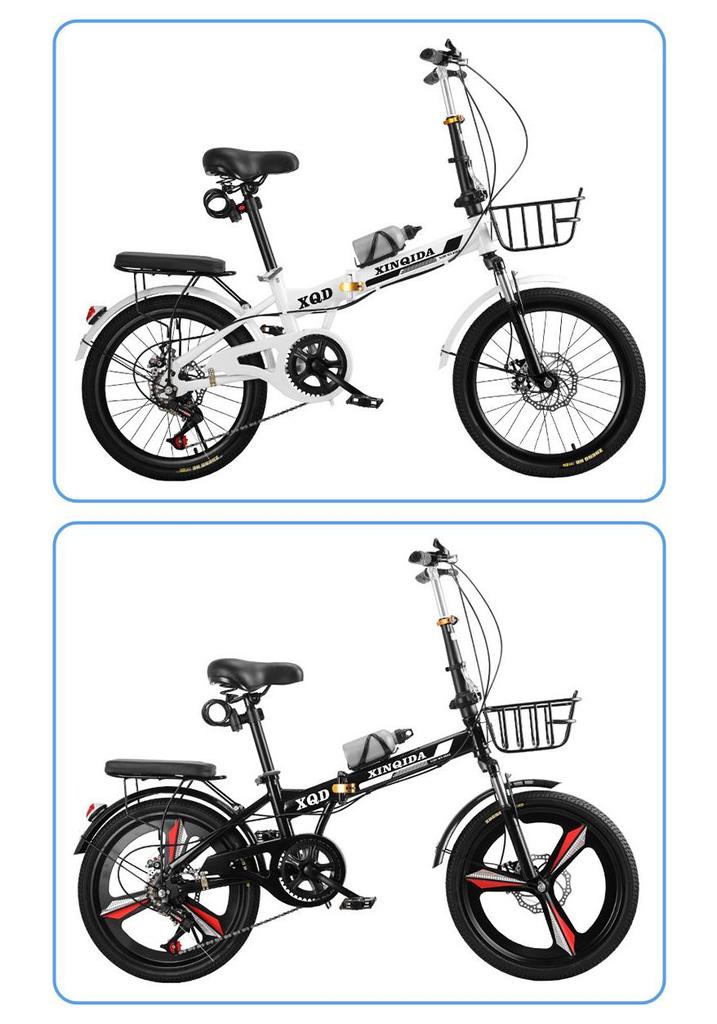 20/22-Inch Portable Folding Bicycle for Adults: No Assembly, Variable Speed, Shock-Absorbing Pedals