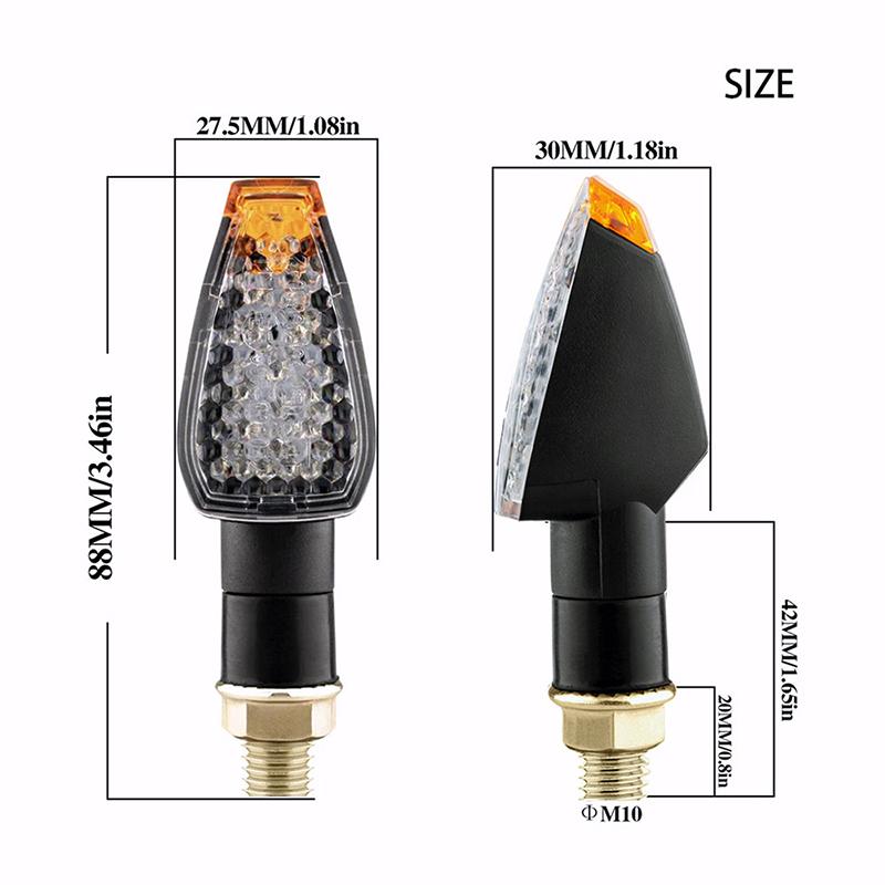Universal 12V Motorcycle LED Turn Signals Long Short 14LED Turn Signal Indicator Lights Blinkers Flashers Amber Lamp