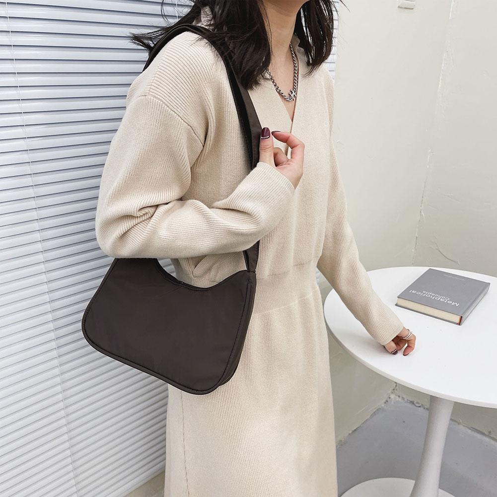 Women Simple Pure Color Shoulder Bag Female Small All-Match Travel Handbags Dumpling Bags Multifunctional Ladies Handbag