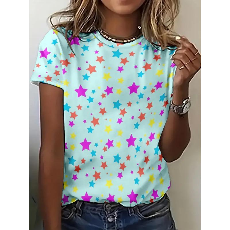 Damen 3D Süß Bedrucktes Blumen T-Shirt Elegantes Sommer Mädchen T-Shirt