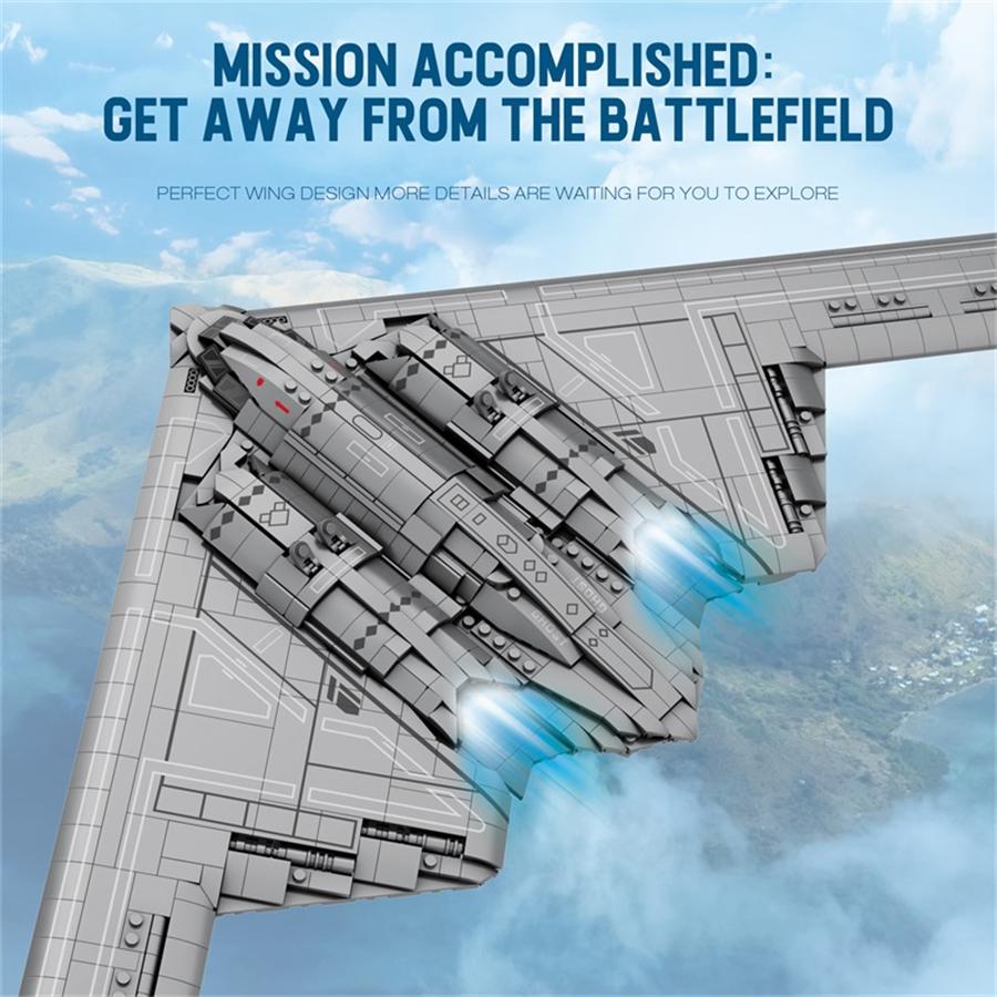 2063 Teile B2 Stealth Bomber Bausteine MOC Technisches Militärisches Modellbausatz Desktop-Display Geschenk zum Schulanfang für Erwachsene