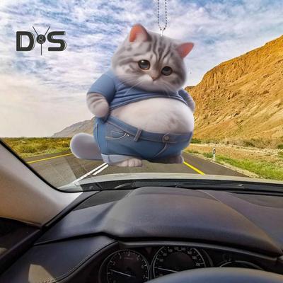 Automobile Pendant Multi-functional Suspension Big Belly Cat Design 2D Acrylic Car Pendant Backpack Charm