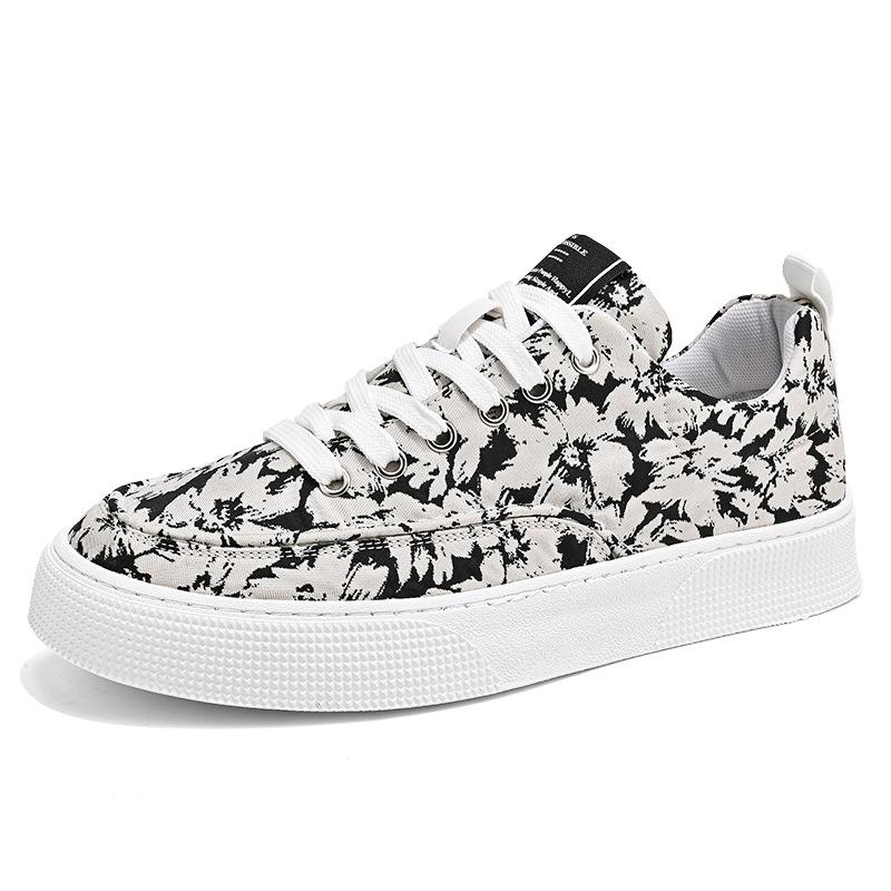 Summer New Versatile Printed Breathable Canvas Shoes Men's Versatile Breathable Lightweight Student Casual Low-top Board Shoes