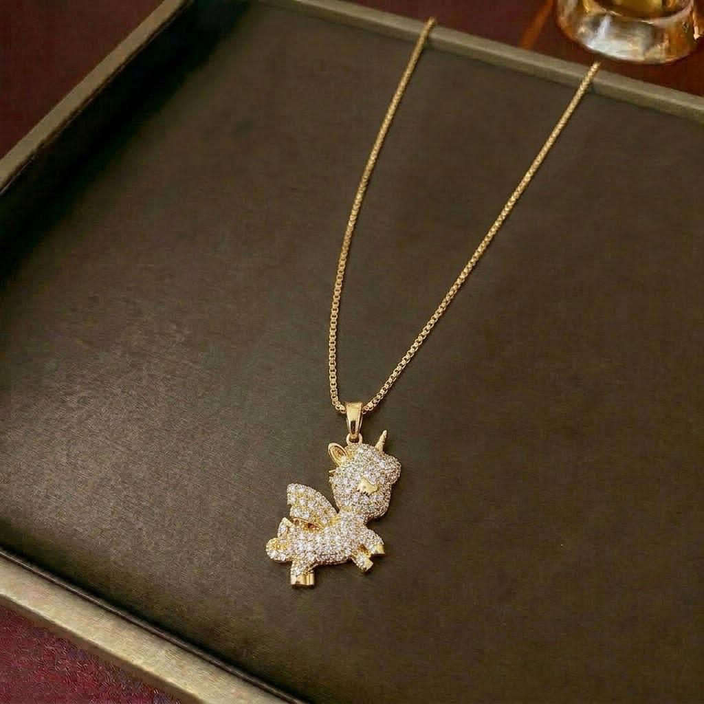 Women's Luxury Bear Pendant Necklace - Japanese Korean Diamond Style, Versatile Fashion Gift