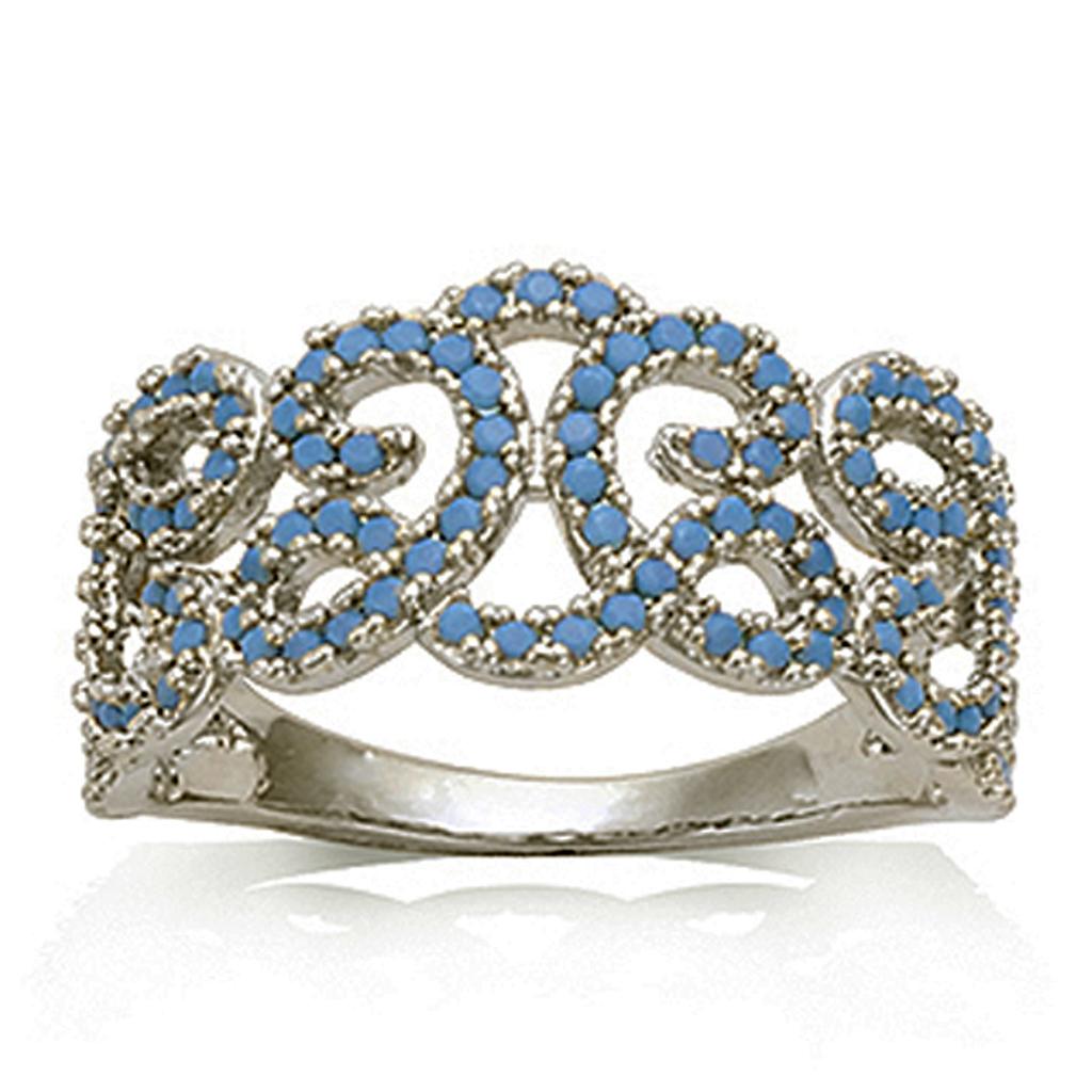 Silver Turquoise 'Navajos' Silver Ring (rhodium) - 10 Mm