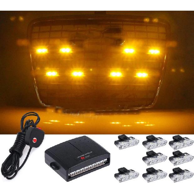 8/16 in 1 LED Suv Grille Strobe Light Automotive Strobe Warning LED Flashing Emergency Car External Light with wireless control