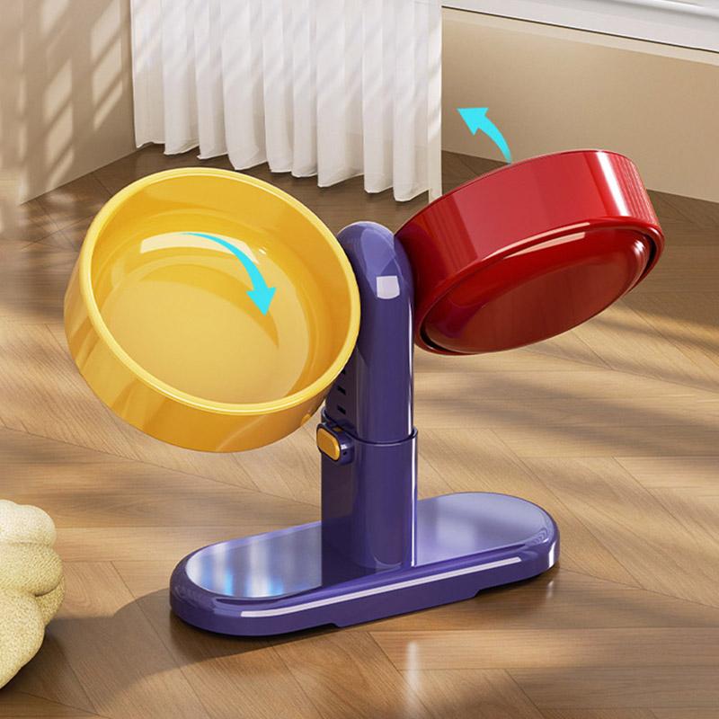 Adjustable Elevated Pet Double Bowl Feeder Fashion Detachable Anti-Slip Suction Cup Design Cat Food Water Bowl Platos Para Gatos