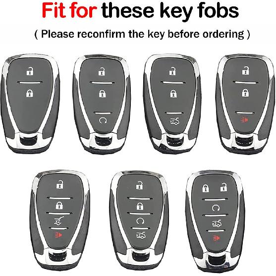 For Chevy Key Fob Cover With Keychain,Soft TPU Full Protector Key Shell Case For Chevy Malibu Camaro Equinox BlazerTraverse Cruze Sonic Volt Spark