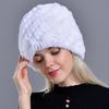New warm Real Fur Hat Winter Women Rex Rabbit Fur Thick Double Layer Lining Outdoor Women Beanie Cap Pineapple Round Hats