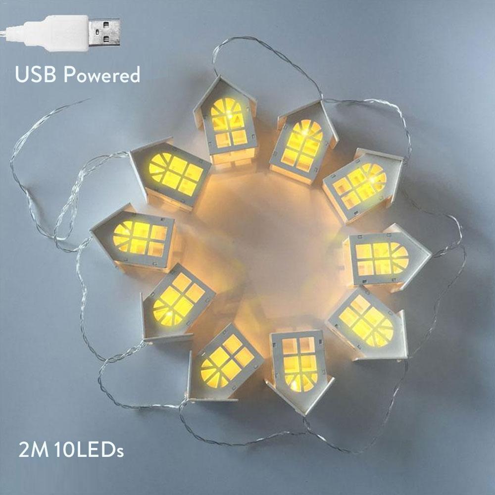 

2M Wood House LED String Light Fairy Garland USB/Battery Operated Festoon for Xmas Wedding Party Bedroom Table Decoration Lamps