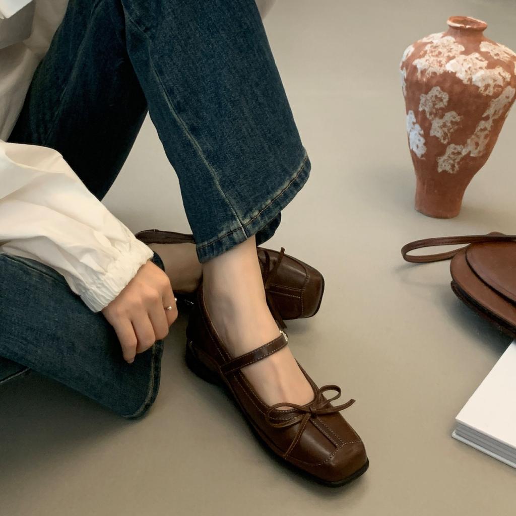 French Retro Light Mouth Soft Bottom Bow Mary Jane Invisible Height Increase 6cm Casual Shoes