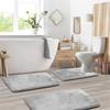 3pc Bathroom Set Rug Mat Toilet Lid Cover Plain Solid Color Bathmats