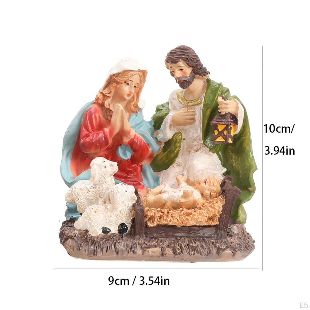 Birth of Jesus Figurine Christmas Statue Crafts Home Decoration Collection Ornament Desktop Resin