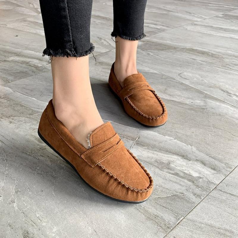 Cotton Shoes Women's New Flat Bottomed Bean Shoes with Velvet Women's Cotton Shoes Butterfly Knot Women's Shoes