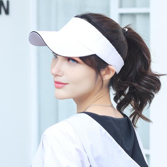 Sun Hat Topless Design Wide Brim UV Protection Elastic Fit Exercise Hat Adjustable Headband Outdoor Sports Hat