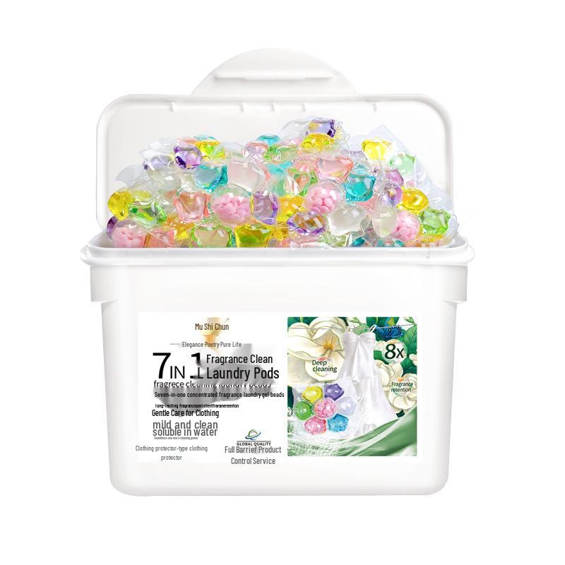 Seven-in-One Laundry Pods with Long-lasting Floral Fragrance Beads, 50 Count Box