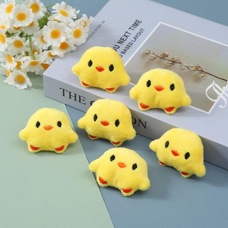1pc ins wind soft cute little yellow chicken plush pendant cute little duck doll head school bag accessories handmade