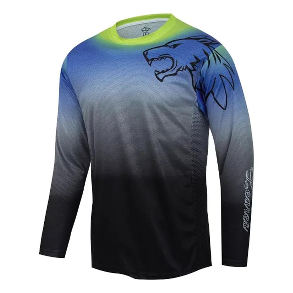 Herren Gym Top Wolf Aufdruck Langarm T-Shirt Fintness Laufen Jersey Frühling Herbst Atmungsaktiv Schnelltrocknend Sport Herren Bekleidung