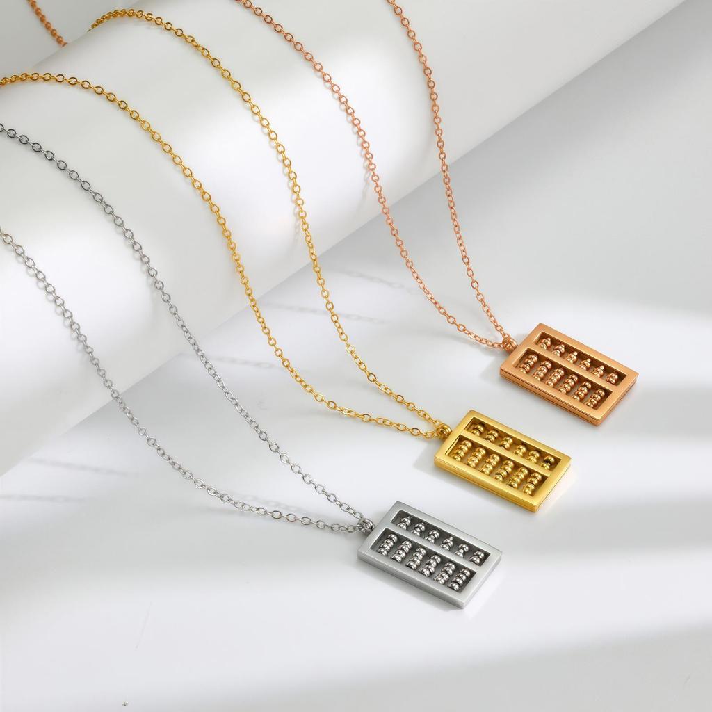 Destiny Lucky Small Round Bead Abacus Titanium Steel Necklace Three Colors Do Not Fade Temperament Versatile Collarbone Chain Women