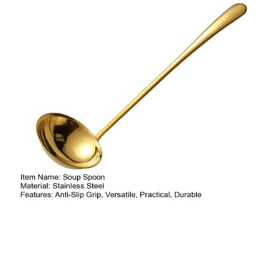 Rustfritt Stål Skje Stor Varmgryte Suppeøse Ramen Nudler Øse Langt Håndtak Spiseskje Kjøkkenredskap