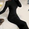 Lopis Women's Knit Dress, Slimming, Long Length, Stylish, Slim Fit, Turtleneck, Long Sleeves, Thick, Elegant, Fall/Winter (JP, Alphabet, XL, Black)