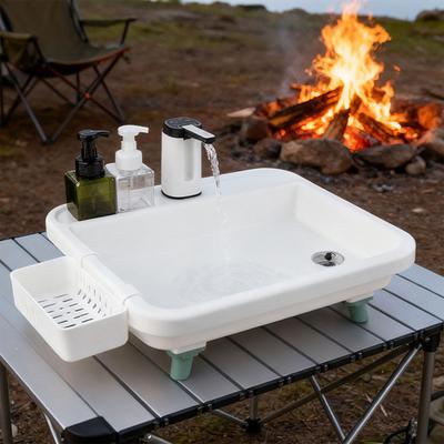 Outdoor Portable Sink Basin with Electric Pump Adjustable High Legs and Drainage Hose for Travel