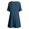 Women's Casual Fashion Dress Round Neck Short Sleeve Dress with Pockets Embroidered Front Panel Relaxed Fit