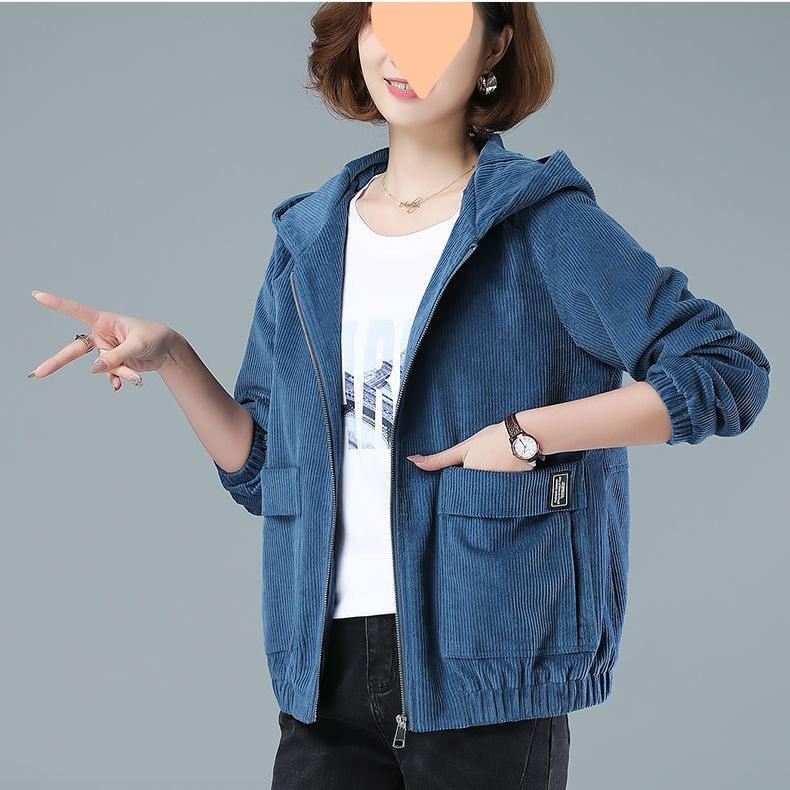 Corduroy Jacket Women's Thickened Winter Clothes Spring and Autumn Clothes Loose Short Top
