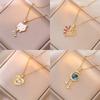 Light Luxury Heart Moon Heart Zircon Pendant Necklace Stainless Steel Chains Geometric Choker Jewelry Party Gift For Women Girls