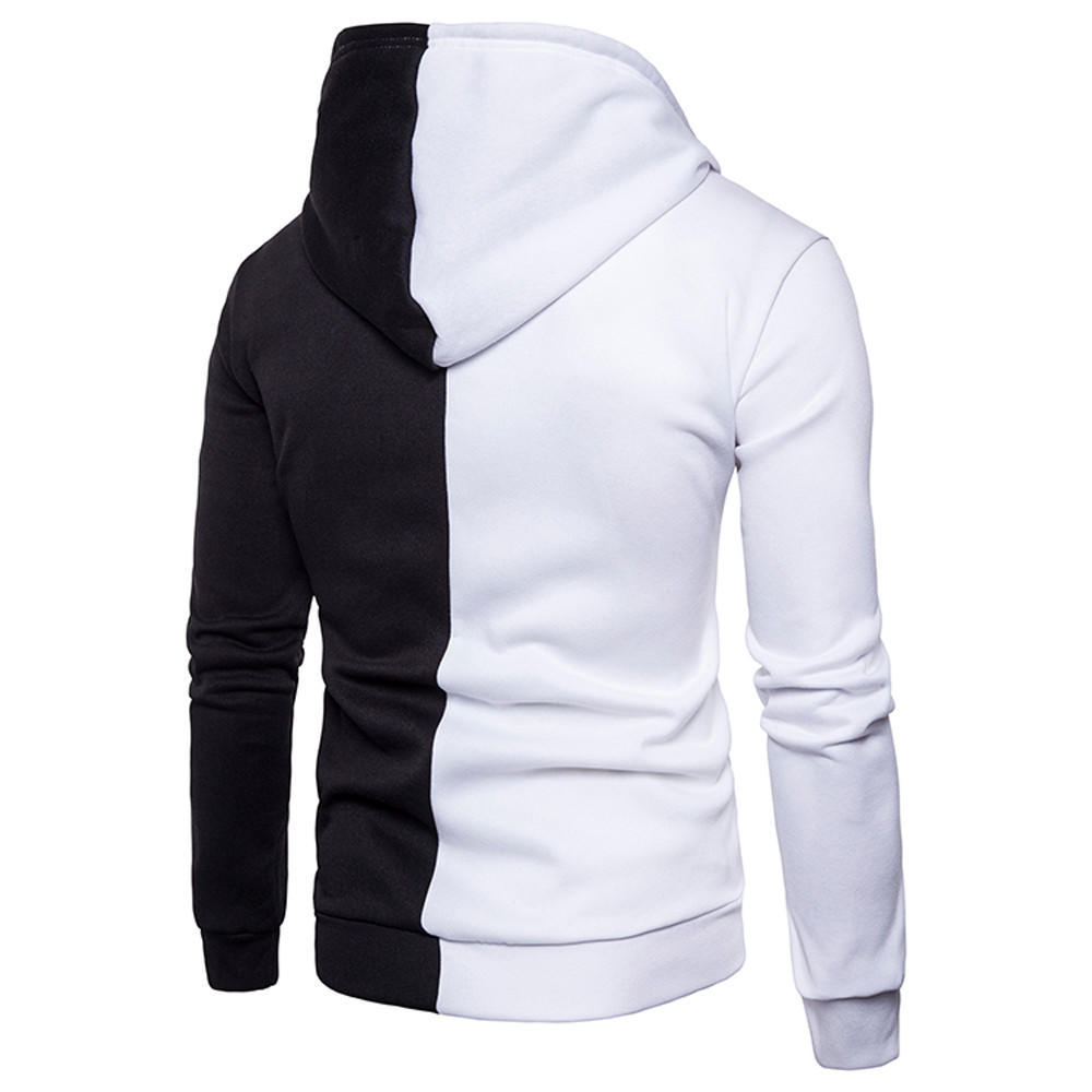 Men Long Sleeve Hoodie Stitching Zipper Coat Jacket Outwear Sport Tops Men's Casual Sweater