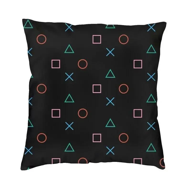 Home Decor Retro Gaming Icons Pattern Pillow Cover Pattern Cushion Cover Suitable for Sofa Bedroom Car Pillow Cover